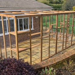 The Whisker Lodge – 12ft8" x 8ft Lean-To Catio with Shelves and Roof Options