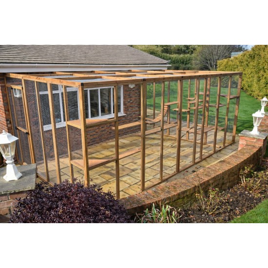 The Whisker Lodge – 12ft8" x 8ft Lean-To Catio with Shelves and Roof Options