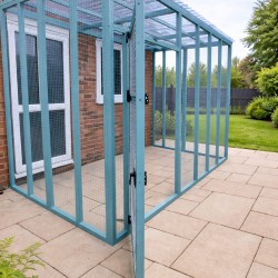 6ft x 9ft x 7ft5" Catio / Cat Lean to Waterproof Roof Painted Blue