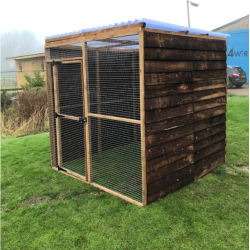 6 Fully Boarded Bird Aviary 6ft x 6ft - 19G Mesh Front Chicken Run - Budget Waterproof Enclosure