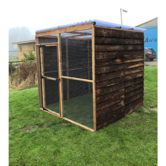 6 Fully Boarded Bird Aviary 6ft x 6ft - 19G Mesh Front Chicken Run - Budget Waterproof Enclosure