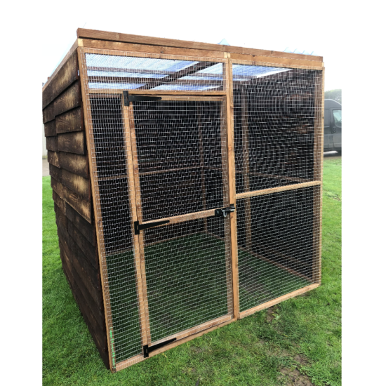 6 Fully Boarded Bird Aviary 6ft x 6ft - 19G Mesh Front Chicken Run - Budget Waterproof Enclosure