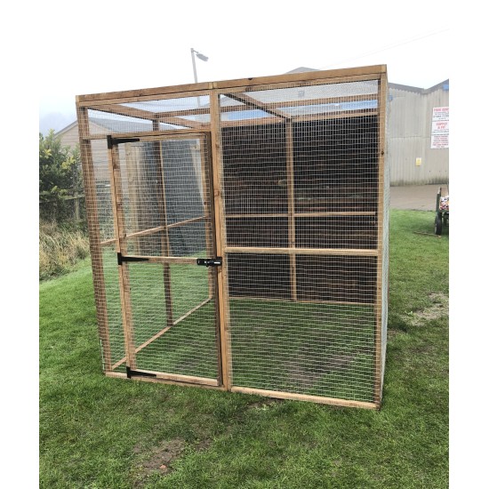Bird Aviary with 2 Fully Boarded Panels - 6ft x 6ft 19G Chicken Run Budget Enclosure