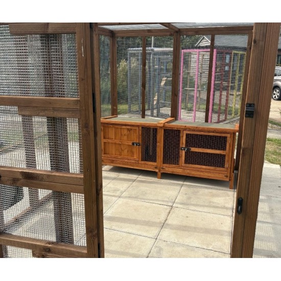 6ft x 9ft Bunnio with 1 Tier 6ft Rabbit Hutch Included 16G 1/2" x 1/2" wire mesh