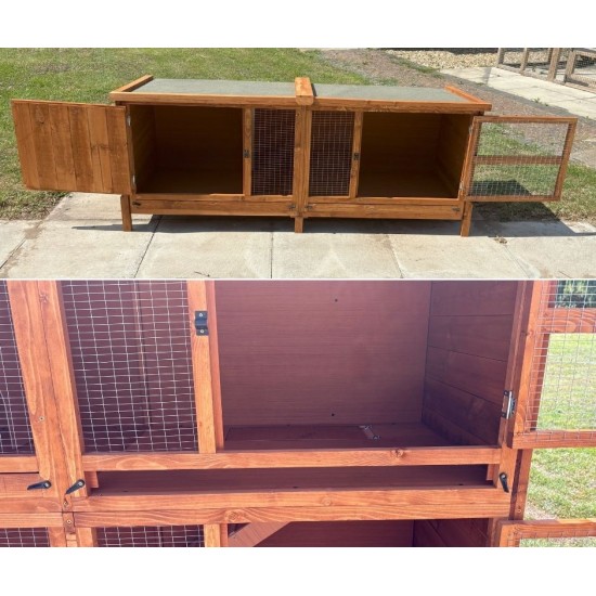 6ft x 9ft Bunnio with 1 Tier 6ft Rabbit Hutch Included 16G 1/2" x 1/2" wire mesh