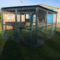 Blue Painted 12ft x 8ft Chicken/Cat Run – Waterproof Roof |16G Fox-Proof Mesh
