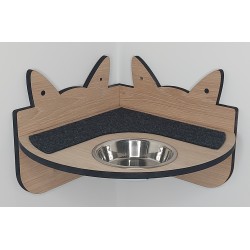 Wall Mounted Corner Shelf With Feeding Bowl for cats
