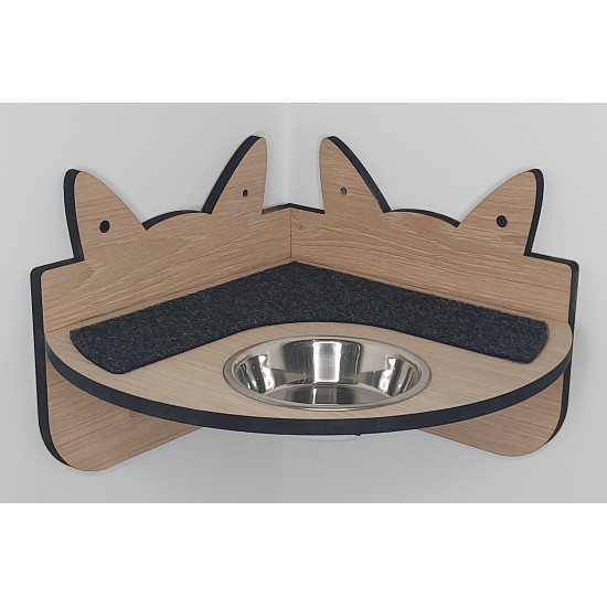 Wall Mounted Corner Shelf With Feeding Bowl for cats