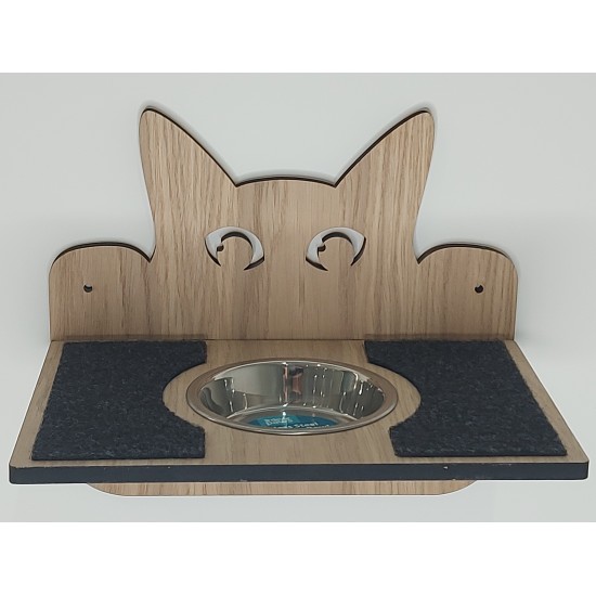 Wall Mounted Double Shelf With Feeding Bowl for cats