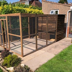 Enclosed Wooden Waterproof Dog Shelter With outside Exercise Run  