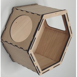 Wall Mounted Hexagon Box Open Front for cats