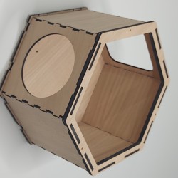 Wall Mounted Hexagon Box Open Front for cats