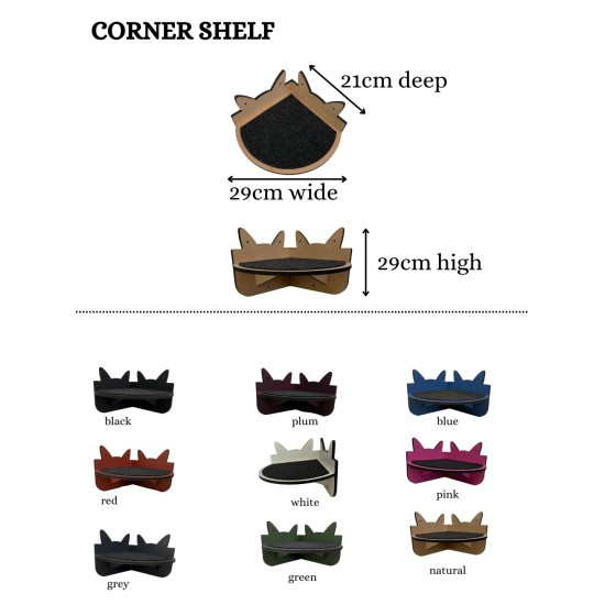 Hand Painted and Natural Indoor Cat Corner Shelf