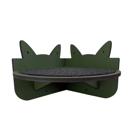 Hand Painted and Natural Indoor Cat Corner Shelf