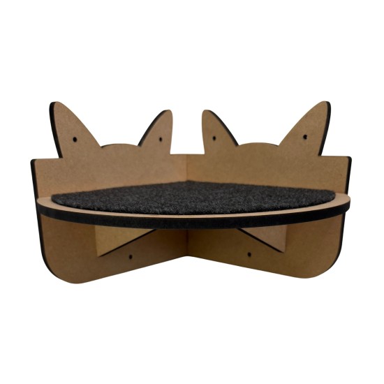 Hand Painted and Natural Indoor Cat Corner Shelf