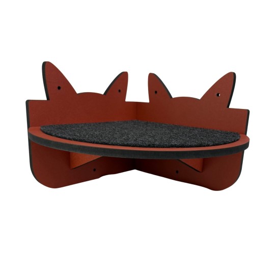 Hand Painted and Natural Indoor Cat Corner Shelf