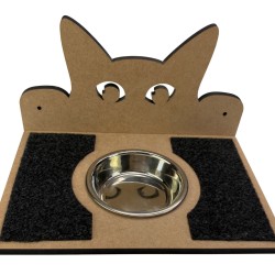 Hand Painted and Natural Double Shelf with Feeding Bowl