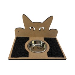 Hand Painted and Natural Double Shelf with Feeding Bowl