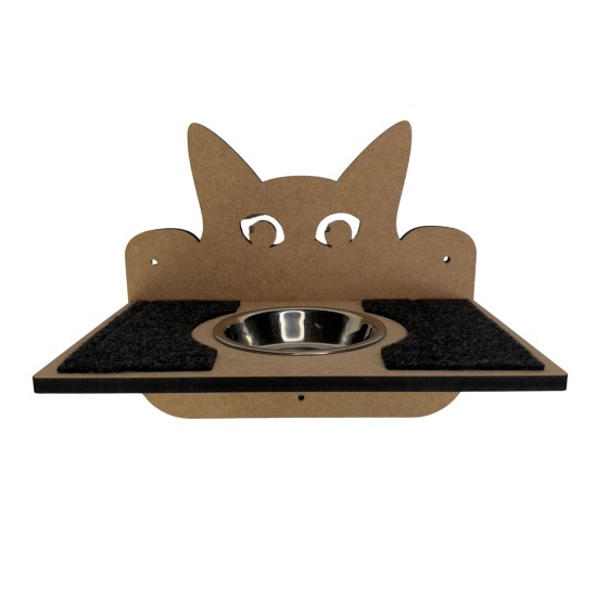 Hand Painted and Natural Double Shelf with Feeding Bowl