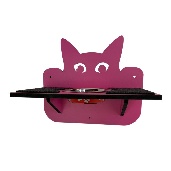 Hand Painted and Natural Double Shelf with Feeding Bowl