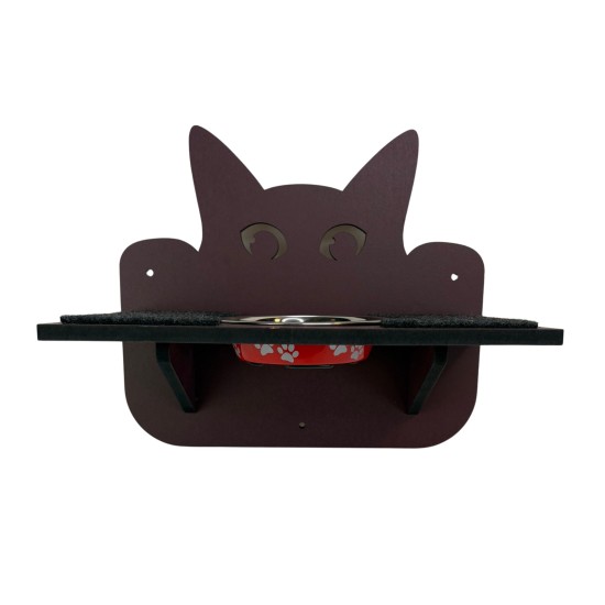 Hand Painted and Natural Double Shelf with Feeding Bowl