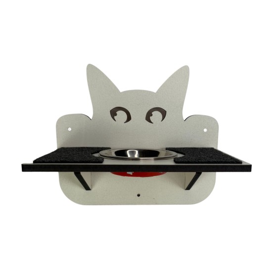 Hand Painted and Natural Double Shelf with Feeding Bowl