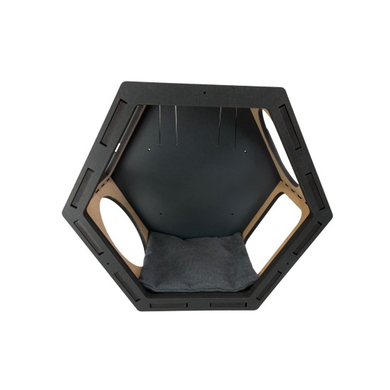 Hand Painted and Natural Hexagon Box With Open Front