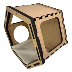 Hand Painted and Natural Hexagon Box With Open Front