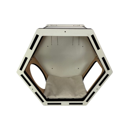 Hand Painted and Natural Hexagon Box With Open Front