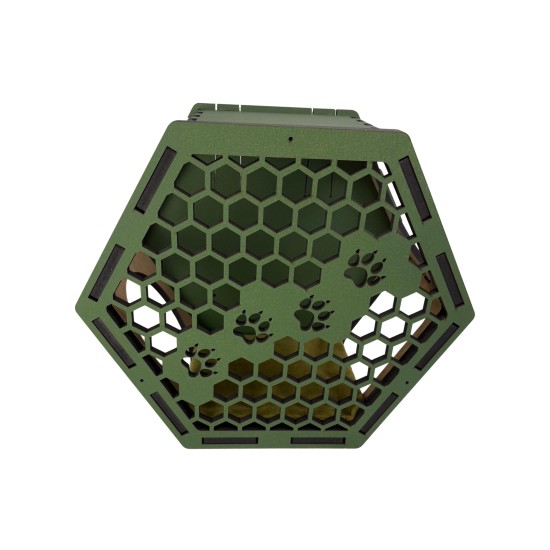 Hand Painted and Natural Hexagon Box With Front Panel