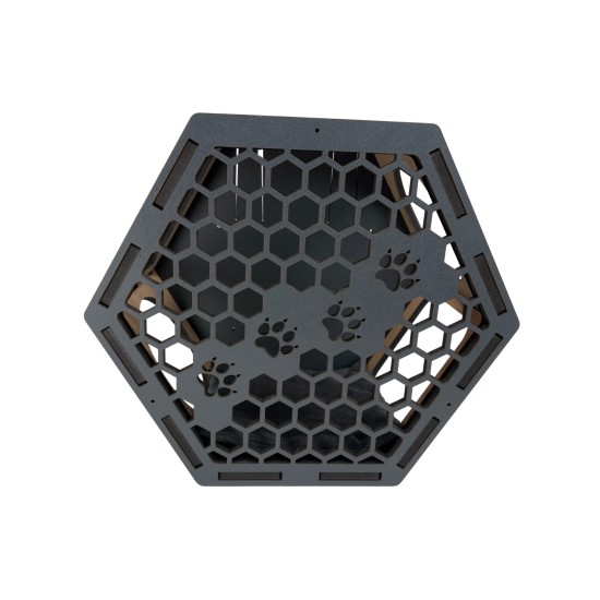 Hand Painted and Natural Hexagon Box With Front Panel