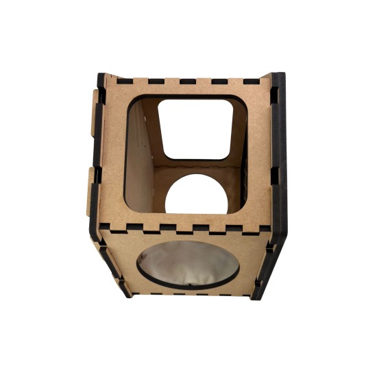 Hand Painted and Natural Hexagon Box With Front Panel