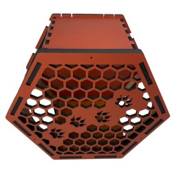 Hand Painted and Natural Hexagon Box With Front Panel