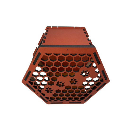 Hand Painted and Natural Hexagon Box With Front Panel