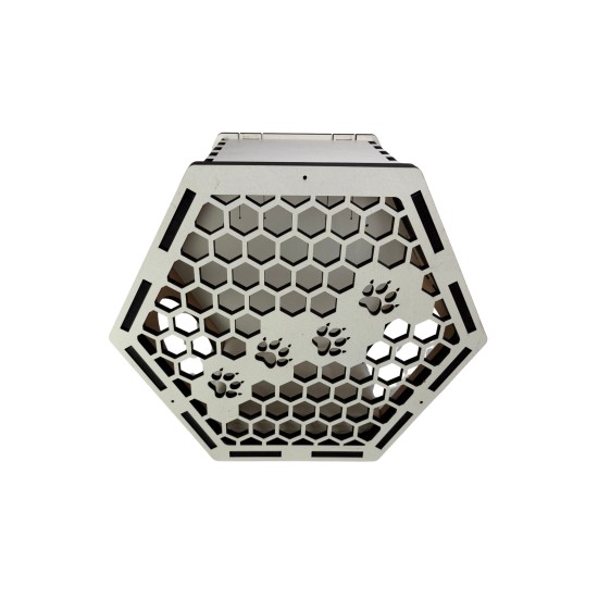 Hand Painted and Natural Hexagon Box With Front Panel