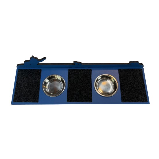 Hand Painted and Natural Indoor Cat Large Shelf with 2 feeding bowls