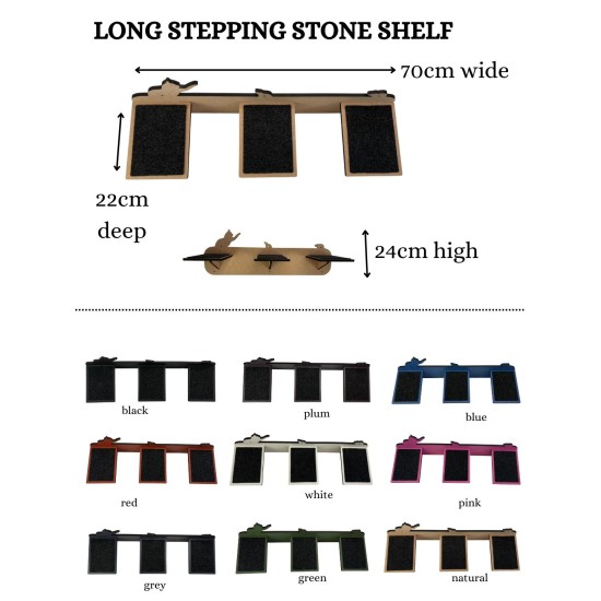 Hand Painted and Natural Cat Long Stepping Stone Shelf