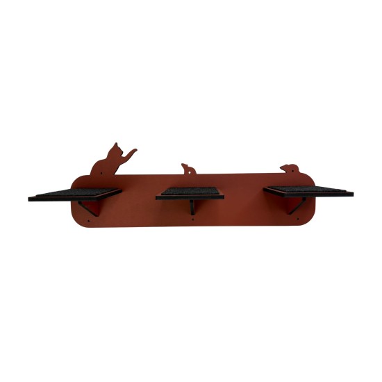 Hand Painted and Natural Cat Long Stepping Stone Shelf