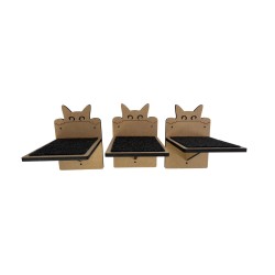Hand Painted and Natural Cat Small shelves pack of 3
