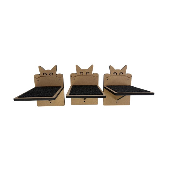 Hand Painted and Natural Cat Small shelves pack of 3