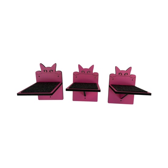 Hand Painted and Natural Cat Small shelves pack of 3