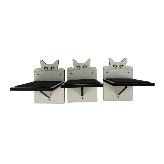 Hand Painted and Natural Cat Small shelves pack of 3