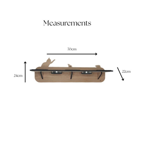 Wall Mounted Large Shelf With Feeding Bowl for cats
