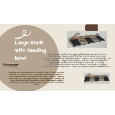 Wall Mounted Large Shelf With Feeding Bowl for cats