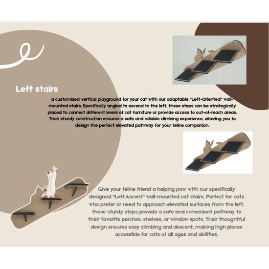 Wall Mounted Left Stairs for cats