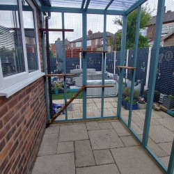 6ft x 9ft x 7ft5" Catio / Cat Lean to Waterproof Roof Painted Blue