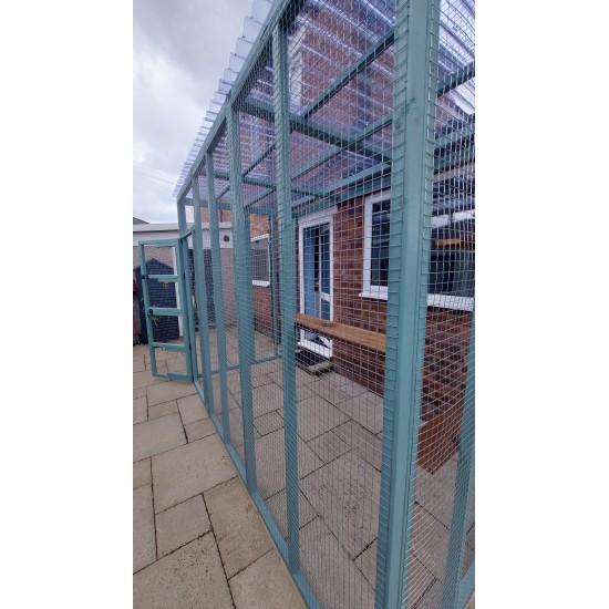 6ft x 9ft x 7ft5" Catio / Cat Lean to Waterproof Roof Painted Blue