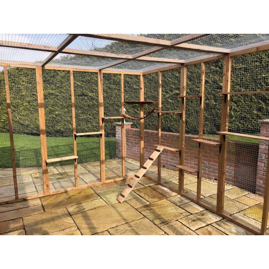 The Whisker Lodge – 12ft8" x 8ft Lean-To Catio with Shelves and Roof Options