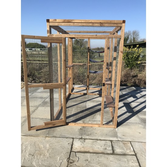 Free Standing  6x4 Cat Run – Freestanding Frame with Optional Shelves & Roof 😻🐾🐈