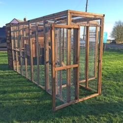Cat Run With Raised Sleeping Box 6FT x 9FT External safety door